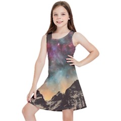 Mountain Space Galaxy Stars Universe Astronomy Kids  Lightweight Sleeveless Dress by Uceng
