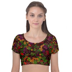 Background Graphic Beautiful Wallpaper Velvet Short Sleeve Crop Top  by Uceng