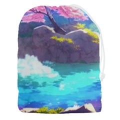 Fantasy Japan Mountains Cherry Blossoms Nature Drawstring Pouch (3xl) by Uceng