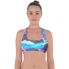 Fantasy Japan Mountains Cherry Blossoms Nature Cross Back Hipster Bikini Top  by Uceng