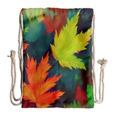 Leaves Foliage Autumn Nature Forest Fall Drawstring Bag (large) by Uceng