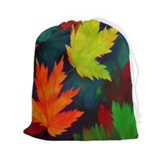 Leaves Foliage Autumn Nature Forest Fall Drawstring Pouch (2xl) by Uceng