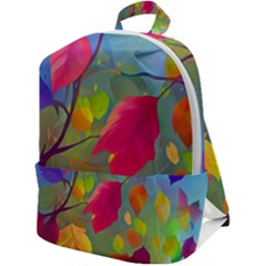 Leaves Foliage Autumn Branch Trees Nature Forest Zip Up Backpack by Uceng