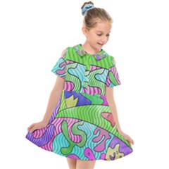 Colorful Stylish Design Kids  Short Sleeve Shirt Dress by gasi