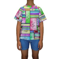 Colorful Pattern Kids  Short Sleeve Swimwear by gasi