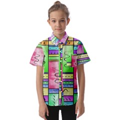 Colorful Pattern Kids  Short Sleeve Shirt by gasi