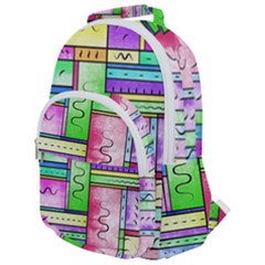 Colorful Pattern Rounded Multi Pocket Backpack by gasi