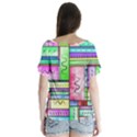 Colorful pattern V-Neck Flutter Sleeve Top View2