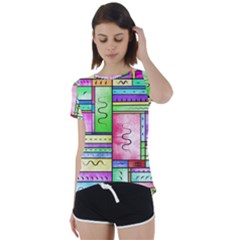 Colorful Pattern Short Sleeve Open Back Tee by gasi
