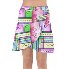 Colorful Pattern Wrap Front Skirt by gasi