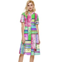 Colorful Pattern Button Top Knee Length Dress by gasi