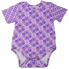 Rhombus And Flower  Baby Short Sleeve Onesie Bodysuit by TriThread