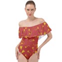 Background Pattern Texture Design Off Shoulder Velour Bodysuit  View1