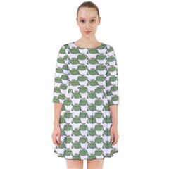 Funny Frog Cartoon Drawing Motif Pattern Smock Dress by dflcprintsclothing