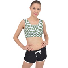Funny Frog Cartoon Drawing Motif Pattern V-back Sports Bra by dflcprintsclothing
