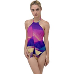 Abstract Geometric Landscape Art 3d Render Go With The Flow One Piece Swimsuit by Pakemis