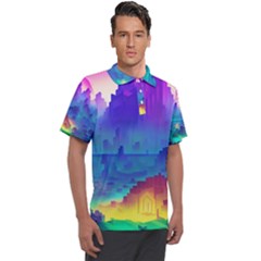 Abstract Geometric Landscape Art 3d Men s Polo Tee by Pakemis