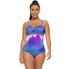 Abstract Geometric Landscape Art 3d Retro Full Coverage Swimsuit by Pakemis