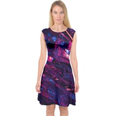 Space Futuristic Shiny Abstraction Capsleeve Midi Dress by Pakemis