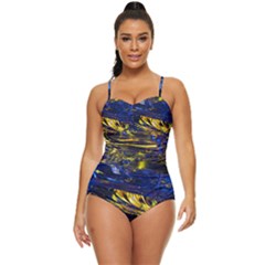 Space Futuristic Shiny Abstraction Flash Colorful Retro Full Coverage Swimsuit by Pakemis
