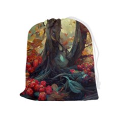 Abstract Texture Forest Trees Fruits Nature Leaves Drawstring Pouch (xl) by Pakemis