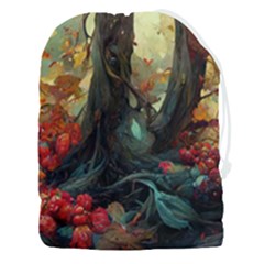 Abstract Texture Forest Trees Fruits Nature Leaves Drawstring Pouch (3xl) by Pakemis