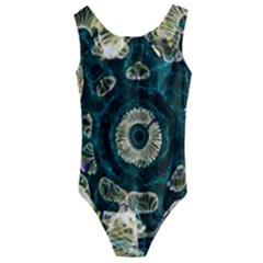 Fractal Glowing Kaleidoscope Wallpaper Art Design Kids  Cut-out Back One Piece Swimsuit by Pakemis