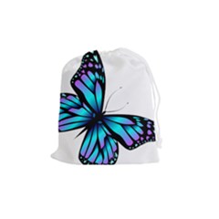 Blue And Pink Butterfly Illustration, Monarch Butterfly Cartoon Blue, Cartoon Blue Butterfly Free Pn Drawstring Pouch (medium) by asedoi