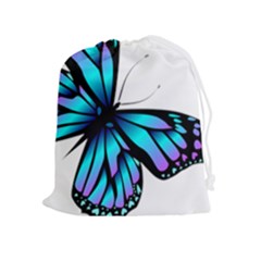 Blue And Pink Butterfly Illustration, Monarch Butterfly Cartoon Blue, Cartoon Blue Butterfly Free Pn Drawstring Pouch (xl) by asedoi