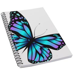 Blue And Pink Butterfly Illustration, Monarch Butterfly Cartoon Blue, Cartoon Blue Butterfly Free Pn 5 5  X 8 5  Notebook by asedoi