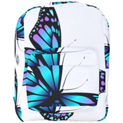 Blue And Pink Butterfly Illustration, Monarch Butterfly Cartoon Blue, Cartoon Blue Butterfly Free Pn Full Print Backpack by asedoi