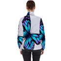Blue And Pink Butterfly Illustration, Monarch Butterfly Cartoon Blue, Cartoon Blue Butterfly Free Pn Women s High Neck Windbreaker View2