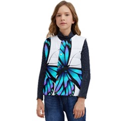 Blue And Pink Butterfly Illustration, Monarch Butterfly Cartoon Blue, Cartoon Blue Butterfly Free Pn Kid s Short Button Up Puffer Vest	 by asedoi