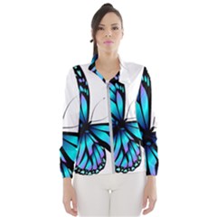 Blue And Pink Butterfly Illustration, Monarch Butterfly Cartoon Blue, Cartoon Blue Butterfly Free Pn Women s Windbreaker by asedoi