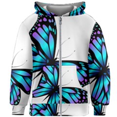 Blue And Pink Butterfly Illustration, Monarch Butterfly Cartoon Blue, Cartoon Blue Butterfly Free Pn Kids  Zipper Hoodie Without Drawstring by asedoi