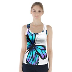 Blue And Pink Butterfly Illustration, Monarch Butterfly Cartoon Blue, Cartoon Blue Butterfly Free Pn Racer Back Sports Top by asedoi