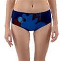 Background Abstract Design Blue Reversible Mid-Waist Bikini Bottoms View1