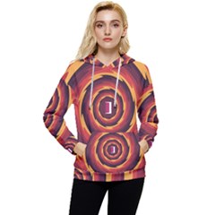 Illustration Door Abstract Concentric Pattern Women s Lightweight Drawstring Hoodie by Ravend