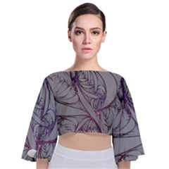 Abstract Background Watercolor Tie Back Butterfly Sleeve Chiffon Top by Ravend