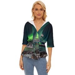 Aurora Borealis Photo Lightweight Drawstring Hooded Top by danenraven