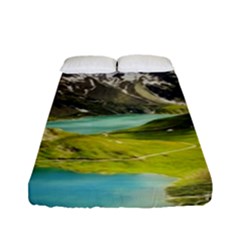Aerial View Of Mountain And Body Of Water Fitted Sheet (full/ Double Size) by danenraven