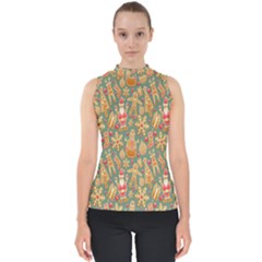 Pattern Seamless Mock Neck Shell Top by artworkshop