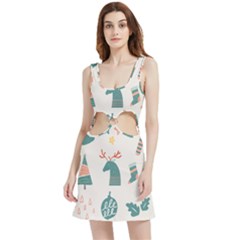 Reindeer Stars Socks Stick Candy Cane Velour Cutout Dress by artworkshop