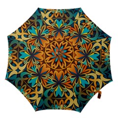 Orange, Turquoise And Blue Pattern  Hook Handle Umbrellas (medium) by Sobalvarro