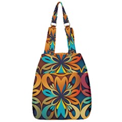 Orange, Turquoise And Blue Pattern  Center Zip Backpack by Sobalvarro
