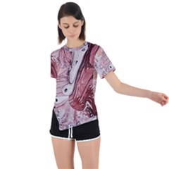 Cora; Abstraction Asymmetrical Short Sleeve Sports Tee by kaleidomarblingart