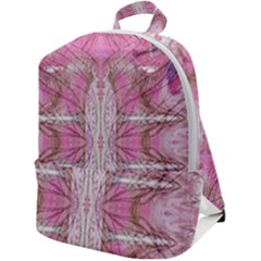 Pink Arabesque Iv Zip Up Backpack by kaleidomarblingart
