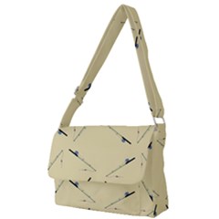 Fishing Rods Pattern Brown Full Print Messenger Bag (l) by TetiBright