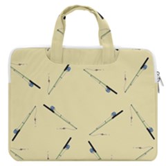 Fishing Rods Pattern Brown Macbook Pro 16  Double Pocket Laptop Bag  by TetiBright