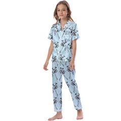 Jogging Lady On Blue Kids  Satin Short Sleeve Pajamas Set by TetiBright